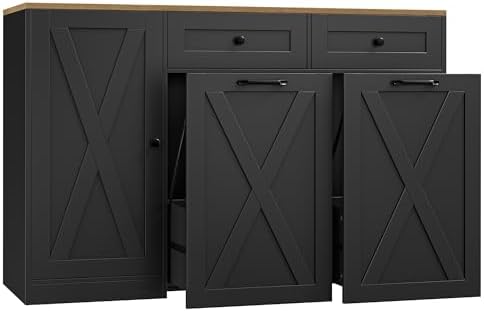 12.5 Gallon Trash Can Cabinet in Black