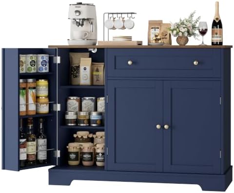 41" W Kitchen Sideboard Buffet Cabinet in Blue