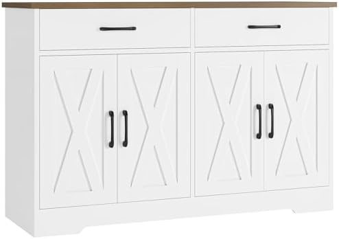 47" W Kitchen Sideboard Buffet Cabinet with Storage Drawers