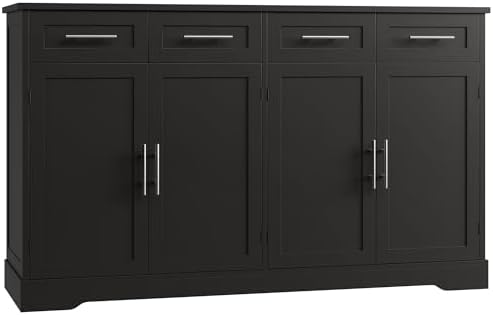 60" W Sideboard Buffet Cabinet with Storage in Black