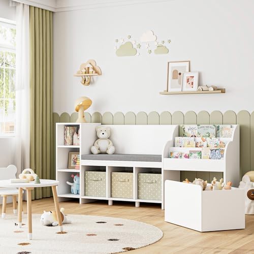 67"W Kids Reading Nook with Bookshelf