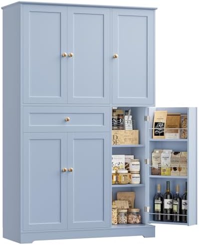 68"H Kitchen Pantry Storage Cabinet with Door & Shelves