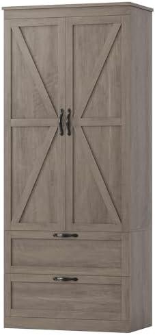 70" Kitchen Pantry Storage Cabinet in Ash Grey