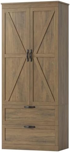 70" Kitchen Pantry Storage Cabinet in Rustic Brown