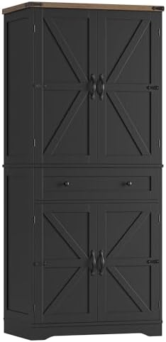 71" Kitchen Pantry Storage Cabinet in Black