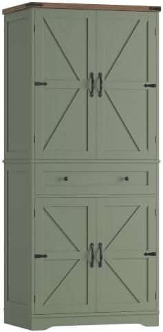 71" Kitchen Pantry Storage Cabinet in Sage Green