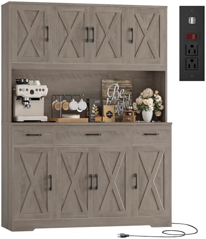 71" Tall Kitchen Pantry Storage Cabinet in Ash Grey