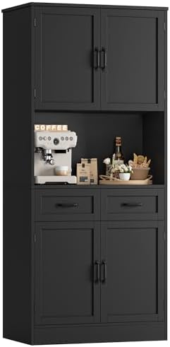 71" Tall Kitchen Pantry Storage Cabinet in Black