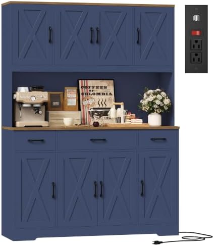 71" Tall Kitchen Pantry Storage Cabinet in Blue
