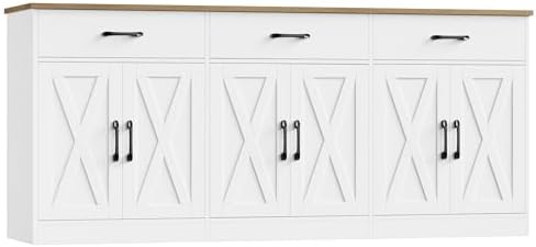 71"W Farmhouse Kitchen Sideboard Buffet Cabinet with Storage