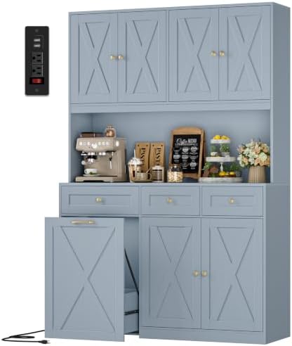 72" Kitchen Pantry with 13 Gallon Trash Can Cabinet