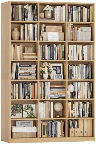 86" H Triple Wide Bookshelf and Bookcase in Light Wood