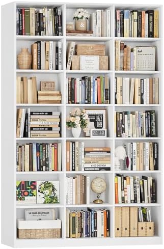 86" H Triple Wide Bookshelf and Bookcase in White