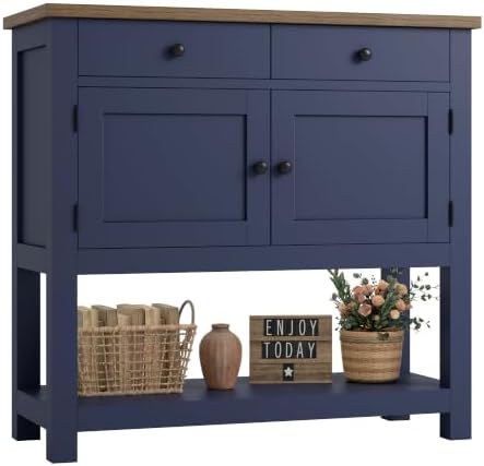 Farmhouse Console Table with Storage in Navy Blue
