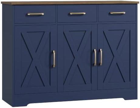 Kitchen Buffet Cabinet with Storage in Blue
