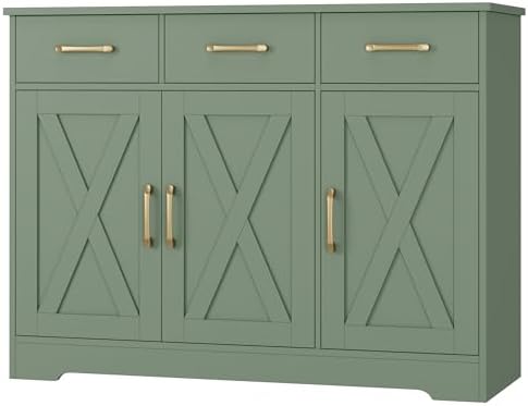 Kitchen Buffet Cabinet with Storage in Green