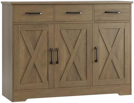 Kitchen Buffet Cabinet with Storage in Rustic