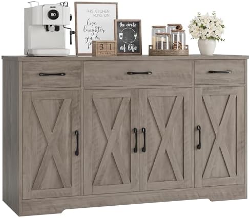 Kitchen Buffet Sideboard Storage Cabinet in Grey