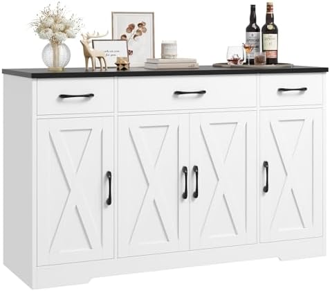 Kitchen Buffet Sideboard Storage Cabinet in White/Black