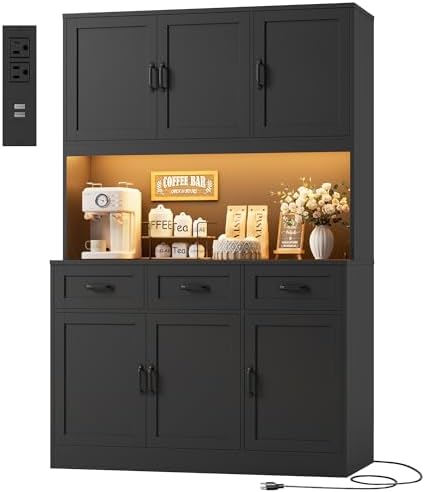 Kitchen Pantry Storage Cabinet in Black