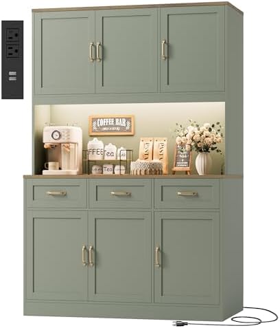 Kitchen Pantry Storage Cabinet in Sage Green